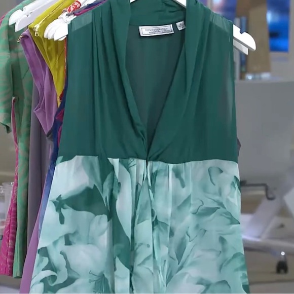 George Simonton Draped Printed Chiffon Duster Vest, NWT 2X Jungle Green A253680 - Picture 10 of 13